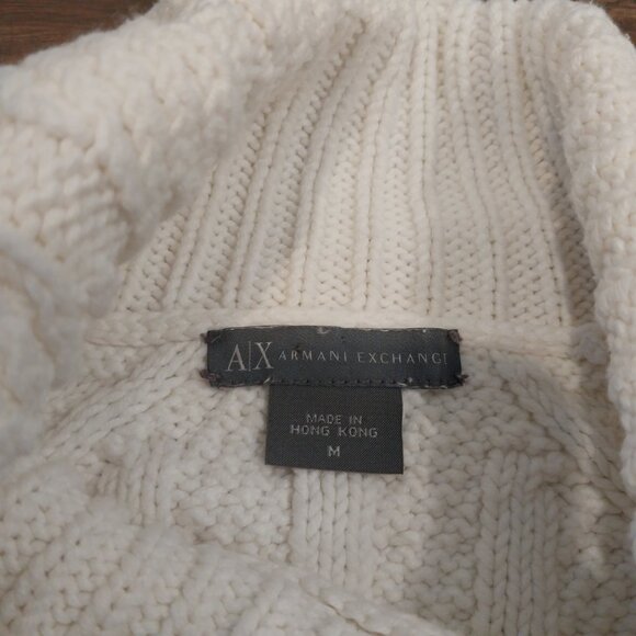 Armani Exchange Cable Knit Turtle Neck Sweater White Womens Small Fold Sleeves. - Picture 6 of 8
